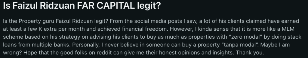 Faizul Ridzuan FAR Capital Scam